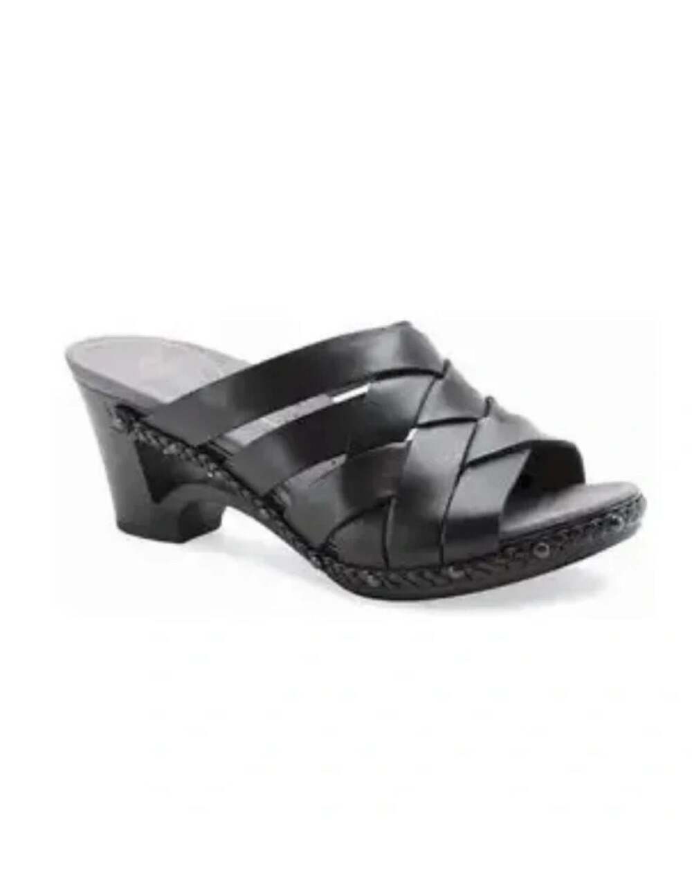 Dansko Tory Black Woven Leather Wedge Sandals Mules Size 40 9.5 - 10